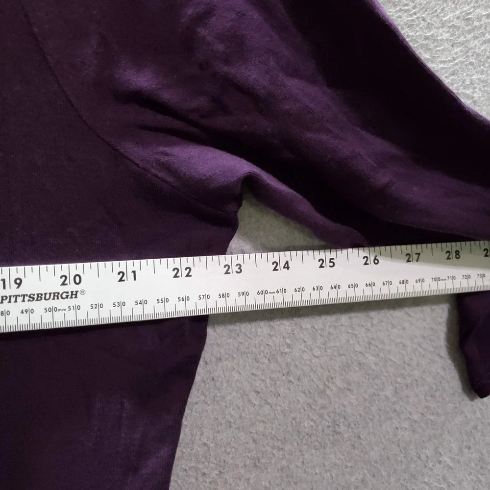 Croft & Barrow Women Top 2XL Purple Floral T-Shirt Boat Neck 3/4 Sleeve Sequin - Picture 3 of 6